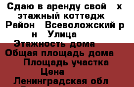 Сдаю в аренду свой 2-х этажный коттедж › Район ­ Всеволожский р-н › Улица ­ - › Этажность дома ­ 2 › Общая площадь дома ­ 100 › Площадь участка ­ 600 › Цена ­ 59 000 - Ленинградская обл., Всеволожский р-н Недвижимость » Дома, коттеджи, дачи аренда   